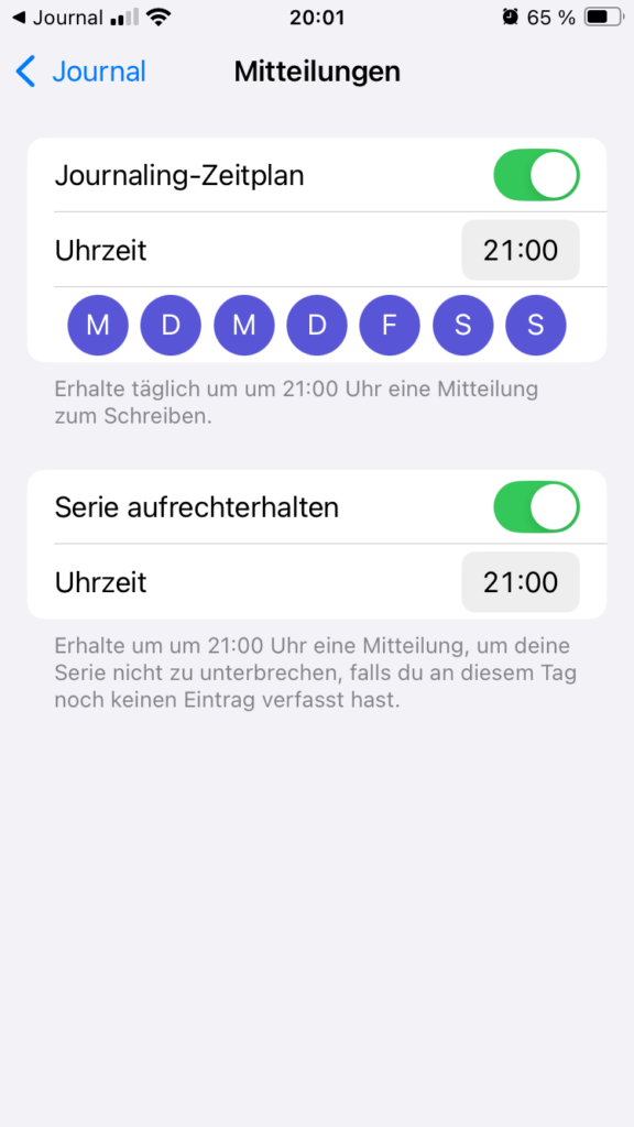 Journal Erinnerung